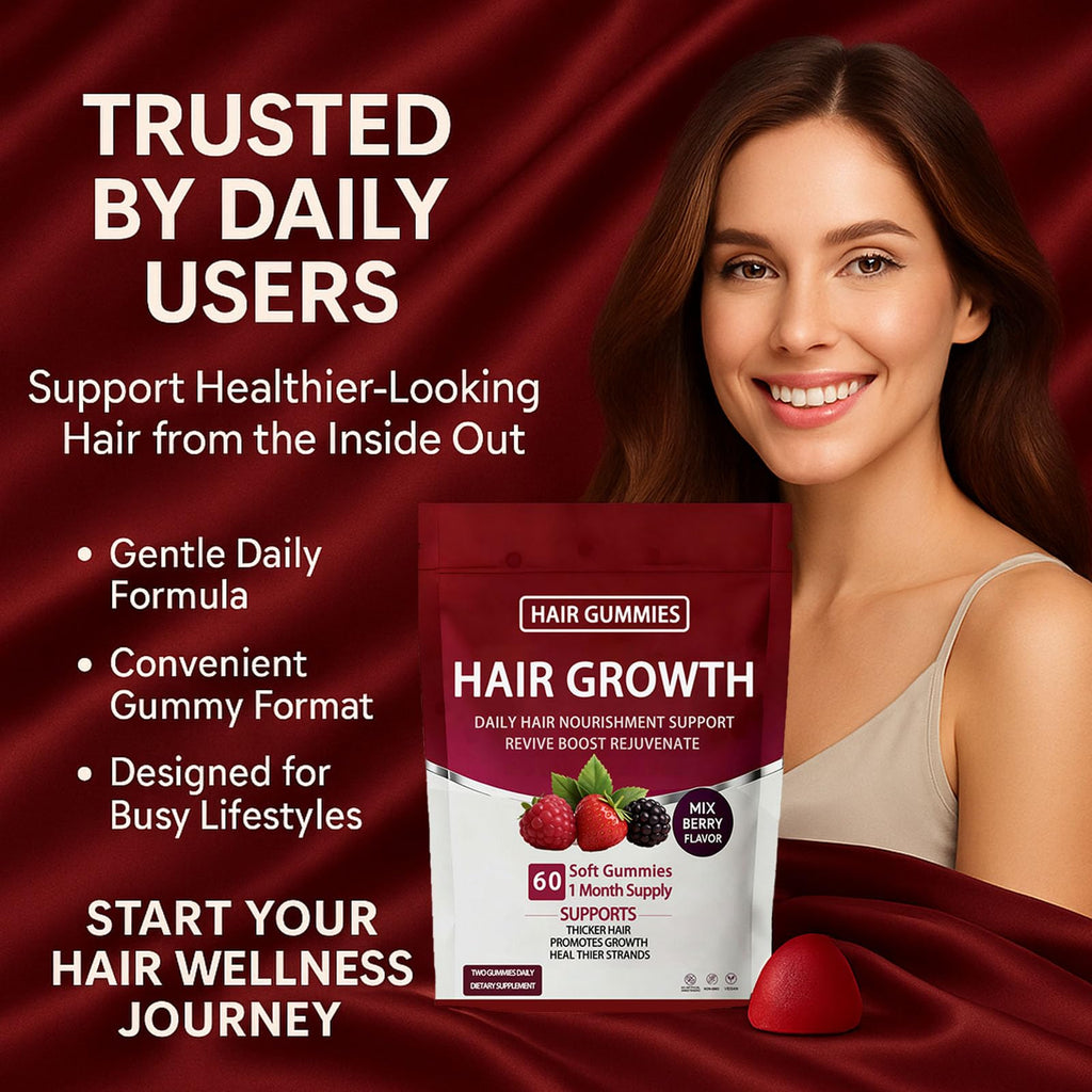 Vivikig Lumin Hair Growth Gummies – Daily Hair Nourishment with Biotin, Collagen & Botanical Extracts – Supports Thicker, Stronger & Healthier-Looking Hair – Mixed Berry Flavor, 60 Gummies (1)