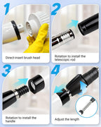 Electric Spin Scrubber, Shower Scrubber with Long Handle, 7 Brush Heads, 2-Speed Cordless Bathroom Cleaning Brush, 54in Extendable Electric Cleaning Brush for Tub, Floor, Kitchen & Barbecue Grill