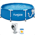 Funsicle Activity 8' x 30" Round Above Ground Swimming Pool Set with SkimmerPlus 2-in-1 Filter Pump - Easy Setup for Backyard Fun