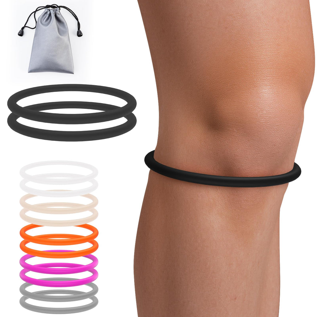 GREBIKE 2PCS Patellar Tendon Support Strap for Knee Pain Relief, Knee Bands for Basketball, Running, Tennis, Soccer and Hiking, Silicone Patella Band for Women and Men, Includes Storage Bag (Black)
