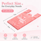 YoYoRain PINK Thank you bags, 800PCS T shirt bags, To Go Bags,Grocery bags, Reusable and Disposable,Perfect for Small Business,Take Out,Retails,11"x6"x21"(800)