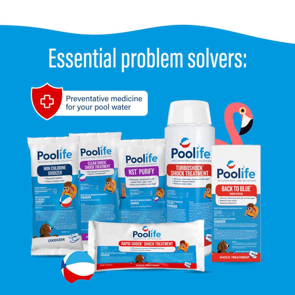 Poolife Turbo Shock to Eliminate Algae, Bacteria & Cloudy Water - Strongest 78% Calcium Hypochlorite Pool Shock - Fast-Dissolving, No Pre-Mixing - Safe Chlorine Shock for All Surfaces - 6 X 1lb Bag