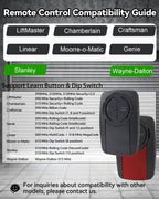 380UT Chamberlain klik5u-bk2 klik3u-bk Garage Door Opener Remote Clicker, 375UT Universal Garage Door Remote for Lift Master Craftsman Genie, Dip Switch (Black+Red)