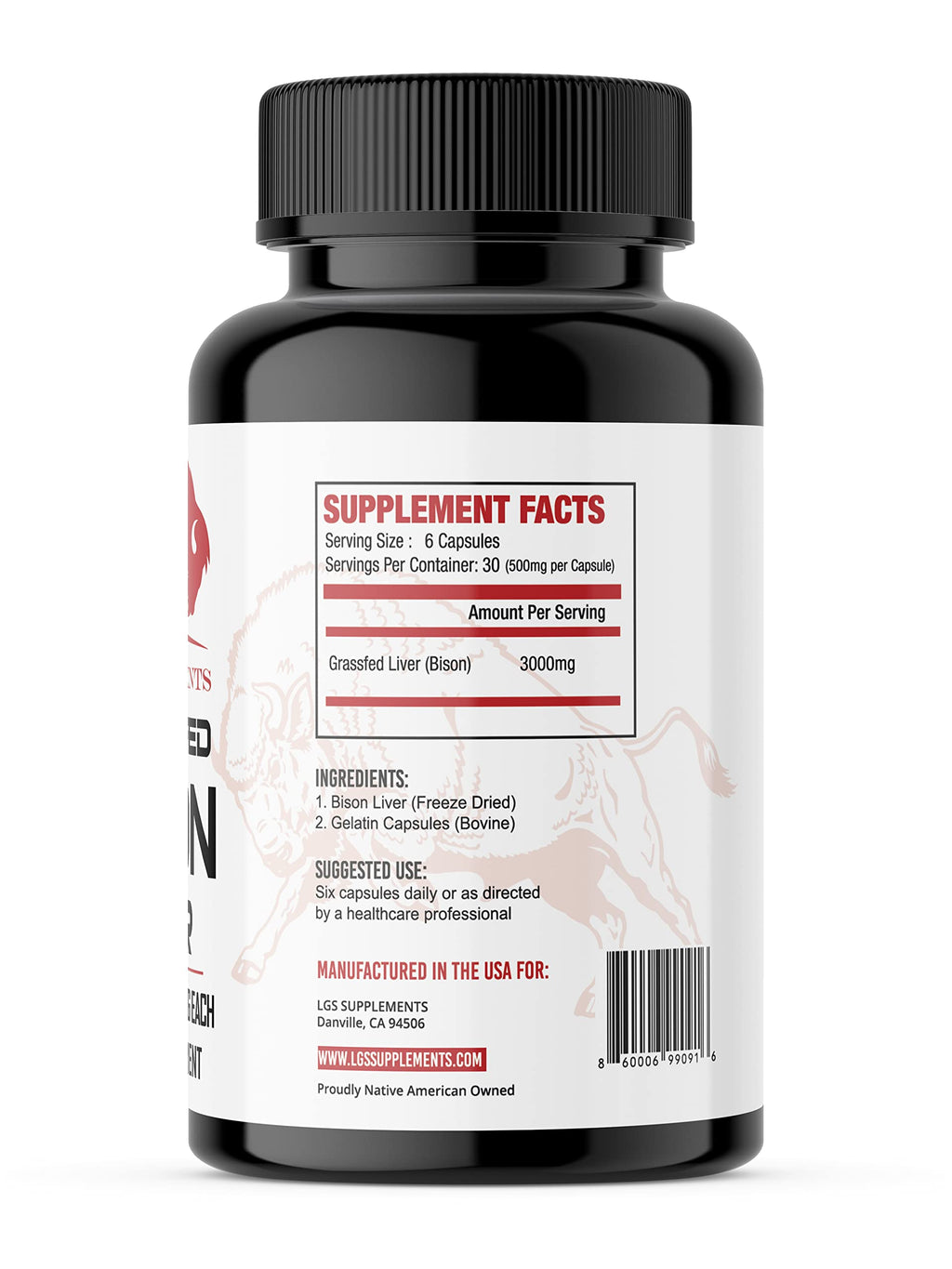 Grass Fed Bison Liver Capsules Supports Energy Production, Detoxification, Digestion, Immunity, Natural Iron Non-GMO, Freeze Dried Liver Health Supplement, 3000mg