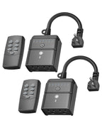 BN-LINK Outdoor Timer with Remote Control, Dusk to Dawn Light Sensor, Waterproof Plug-in Timer Outlet, 2 Grounded Outlets, 100ft Range, Perfect for Christmas & Halloween Lights, 15A 1/2HP ETL,2pack