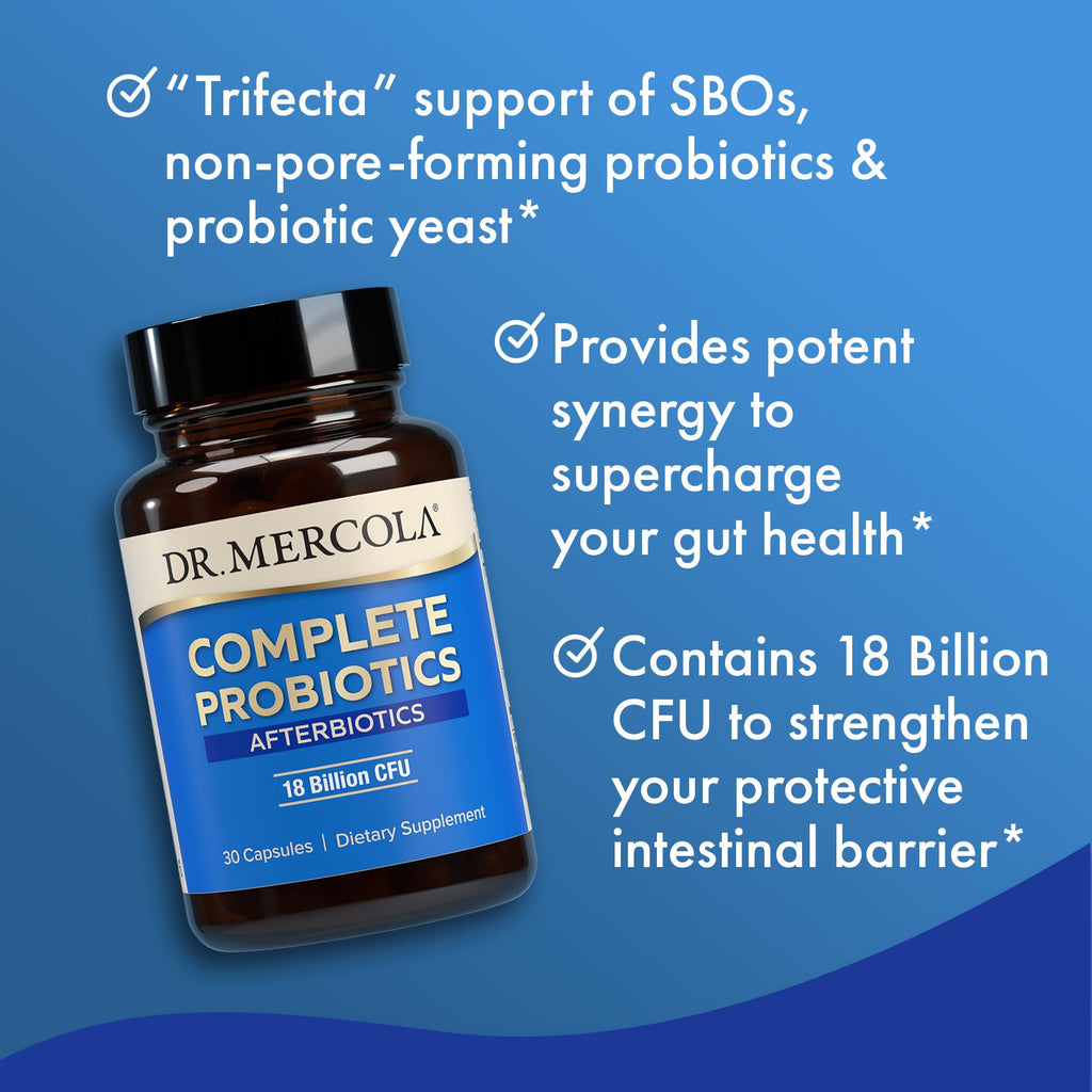 Dr. Mercola Complete Afterbiotics - 18 Billion CFU - Supports Digestive & Immune Health - SBOs - with Saccharomyces boulardii - Non-GMO & Gluten-Free - 30 Capsules (30 Servings)