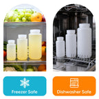 DEMORA 16 oz Plastic Bottles with Lids, Airtight Refillable Wide Mouth Travel Bottles for Toiletries, HDPE Food Grade Plastic Containers for Liquids Pill Water Sample Lab Reagent (Translucent, 2 Pcs)