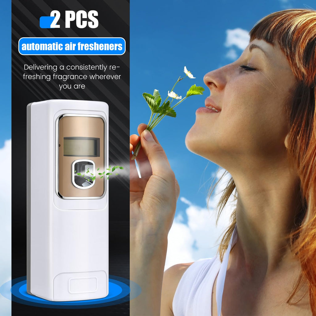 Rossesay 2 Pcs Automatic Air Freshener Spray Dispenser, White