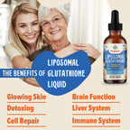 Prunucis 2000MG Liposomal Glutathione Liquid, 98% Absorption, Active Form L-Glutathione Supplement, Vegan Friendly, Powerful Antioxidant Complex for Immune System, Aging Defense, Detox, 2 FL.OZ