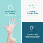 GUSTO Clear Vinyl Plastic Gloves [200 Count] Latex-Free, Powder-Free, Food Safe Disposable Gloves for Cooking, Meal Prep, Cleaning & Everyday Use (Formerly Comfy Package)
