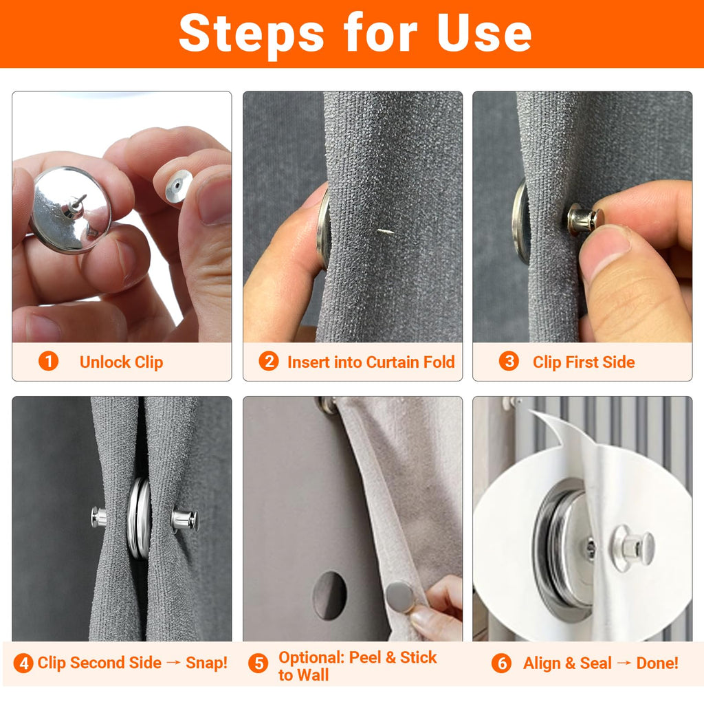 20Pairs Curtain Magnets, ZNJAVX Curtain Magnets Closure with 20pcs Self-Adhesive Patch – Strong Magnetic Curtain Clips to Keep Curtain Closed for Indoor Outdoor, Shower, Bedroom, Office