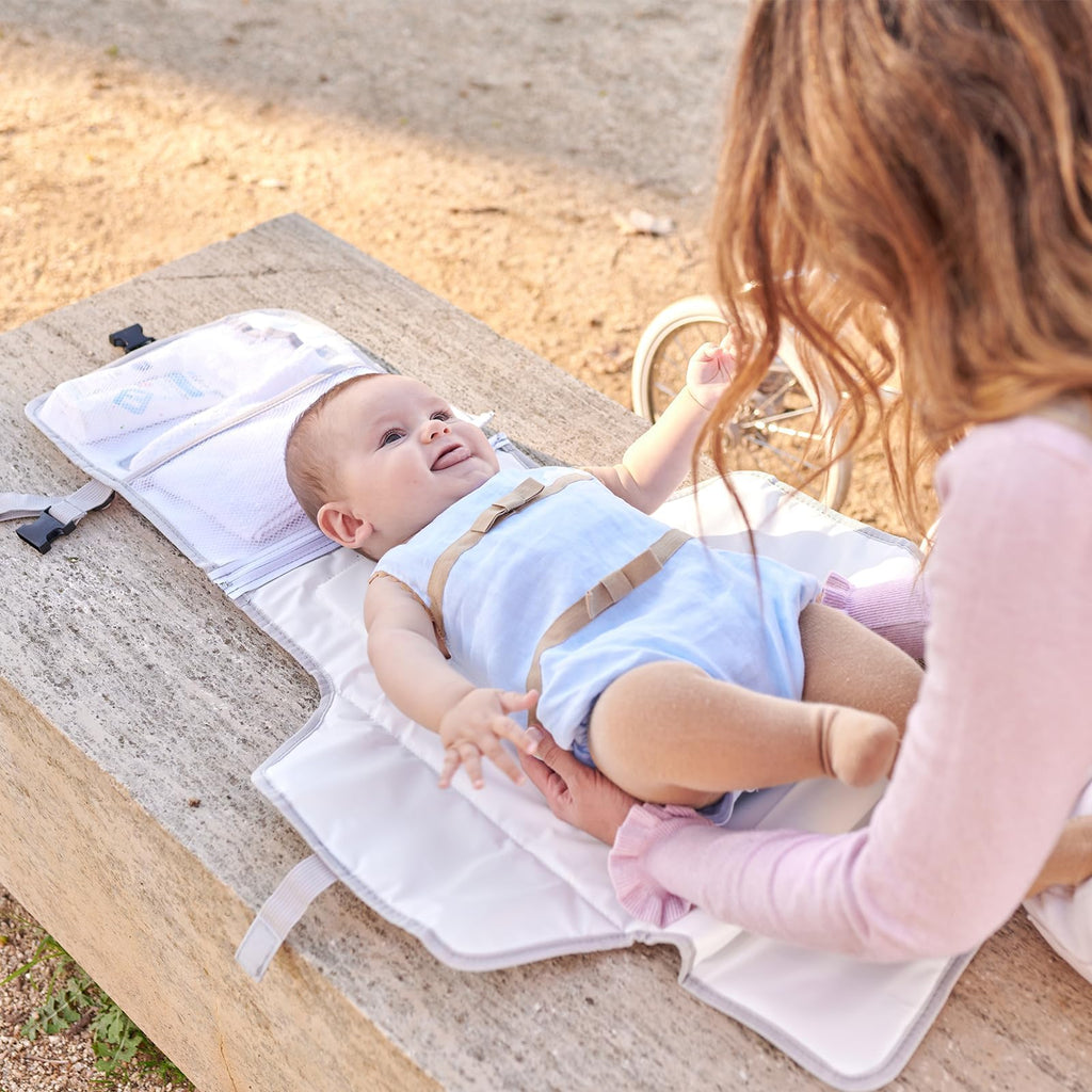 Portable Baby Changing Mat XL-Foldable Waterproof Changing Mat Ideal as a Newborn Gift-The Diaper Changing mat is a Detachable Bag with 6 Pockets as a Toiletry Bag for Baby Items