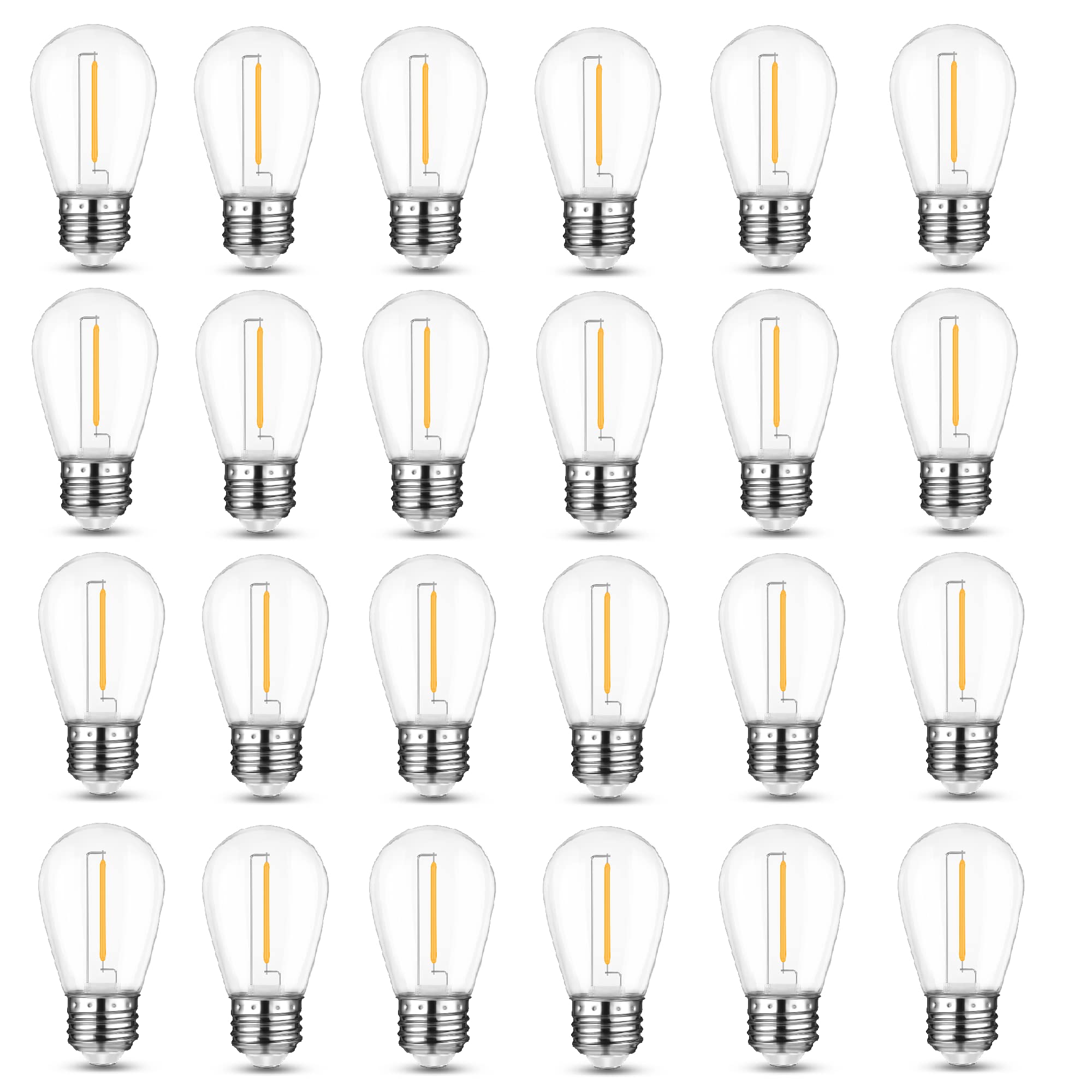 Mlambert 24 Pack LED String Light Bulbs,Shatterproof Outdoor String S14 Replacement Light Bulbs 2700K,Waterproof 1W Equal to 11W,Not Solar