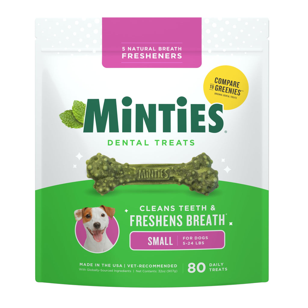 Minties Mint Dental Chews for Dogs, Small Breeds 5-25 lbs, 67 Count