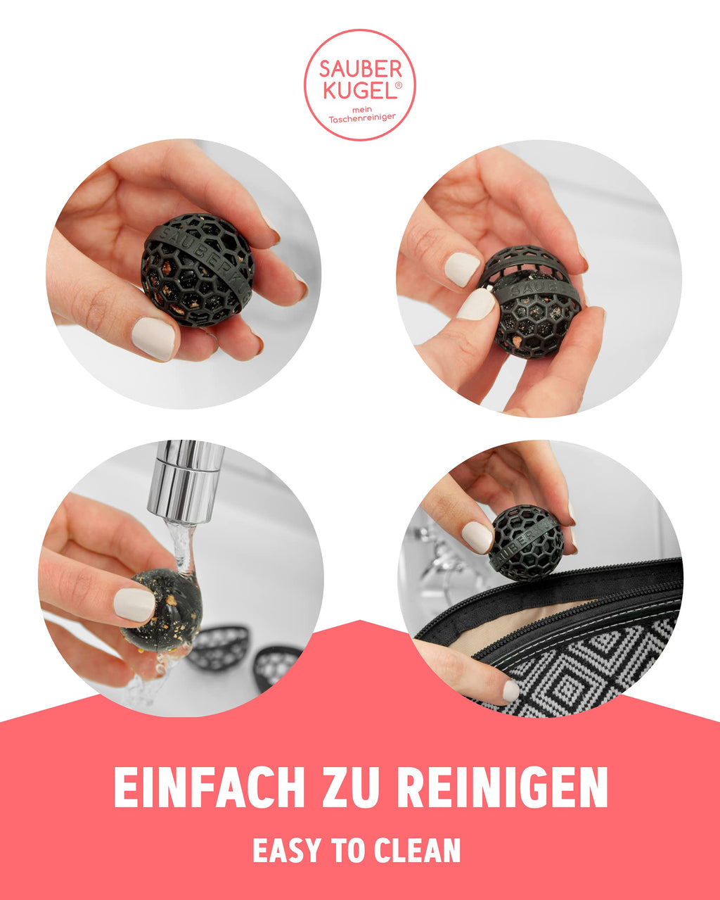 Sauberkugel - The Clean Ball - The clever way of cleaning purses, bags, backpacks and school bags (Springfield Collection)