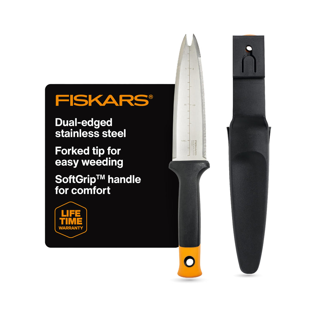 Fiskars Hori Hori Garden Knife with Sheath, Heavy Duty Gardening Hand Tool