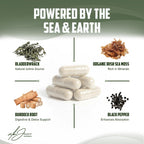 Alex Jones Ultimate Seamoss Capsules – Vegan, Non-GMO Seaweed Supplement w/Bladderwrack & Burdock Root – Immune Boost, Energy Support Sea Moss Supplements for Men & Women - 60 Nutrition Support Pills