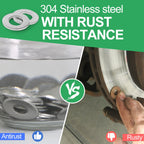 Zernmiarder 3/8" Stainless Steel Flat Washers - 13/16" Outside Diameter, 304（18-8） Stainless Steel Washers Metal Washer for Screws Bolts, Pack of 100
