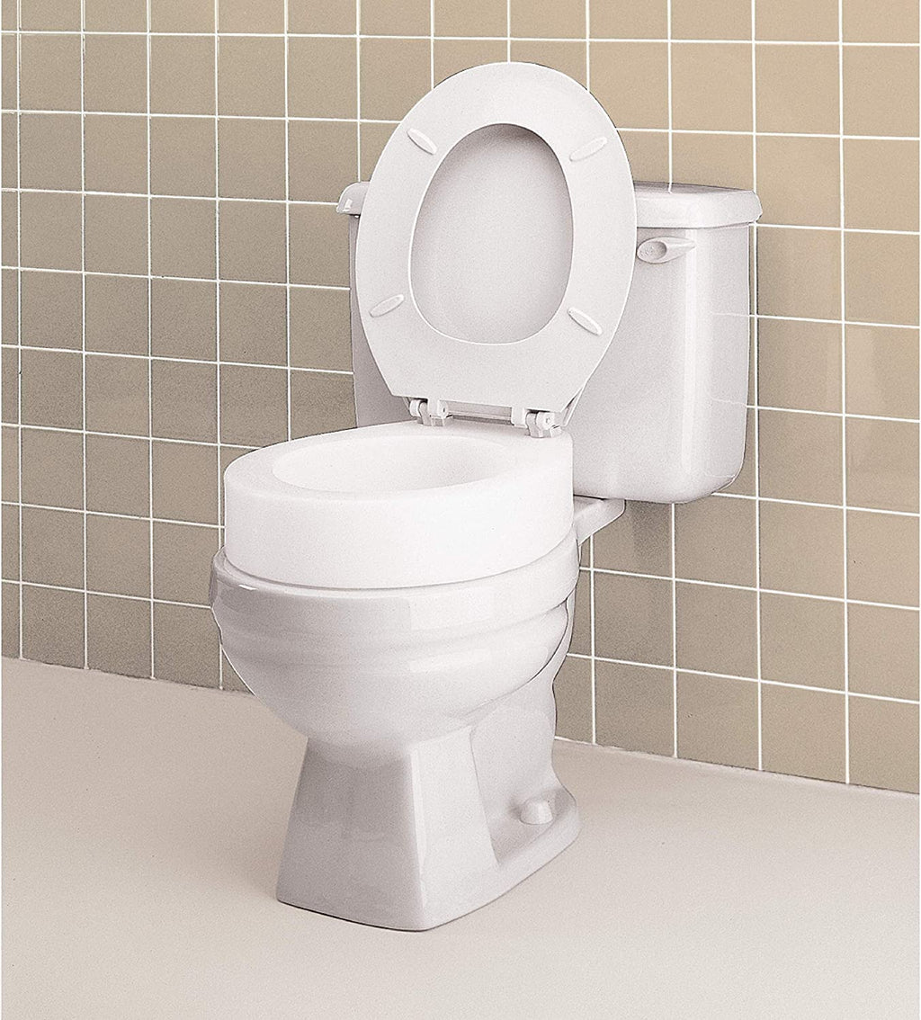 Carex Toilet Seat Riser, Round Raised Toilet Seat Adds 3.5 inches to Toilet Height, for Assistance Bending or Sitting, 300 Pound Weight Capacity Toilet Riser