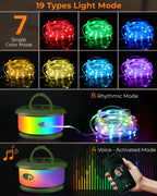 Bylitodt Camping String Lights, Retractable 32.8ft RGB Flash Lamp, Rechargeable Fairy LED Rope Lights Outdoor Waterproof, Portable Hanging Lantern for Outside Tent Patio Awning Garden RV Essentials