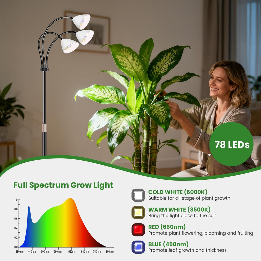 wolezek Floor Grow Lights for Indoor Plants, Full Spectrum, for Tall Plant