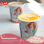 Glad for Kids Disney Princess Disposable Paper Cups for Bathroom Use and Parties Heavy Duty Soak Proof Paper Cups for Kids Colorful Princess Designs 9 Ounce 24 Count 10 Pack Fun Kids Drinkware