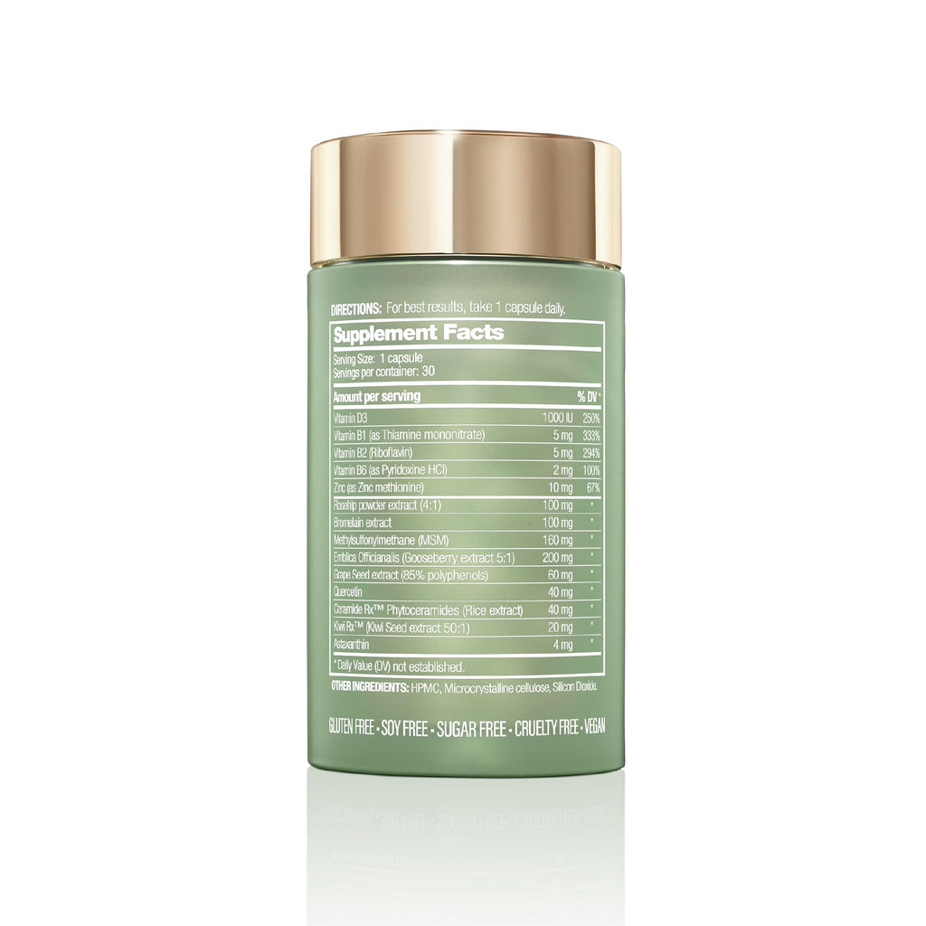 Halo Beauty Kiwi Seed Booster Skin Supplement | with Kiwi Seed, Vitamin C, D3, MSM & Zinc | Vegan Capsules | 1-Month Supply | Dietary Supplement
