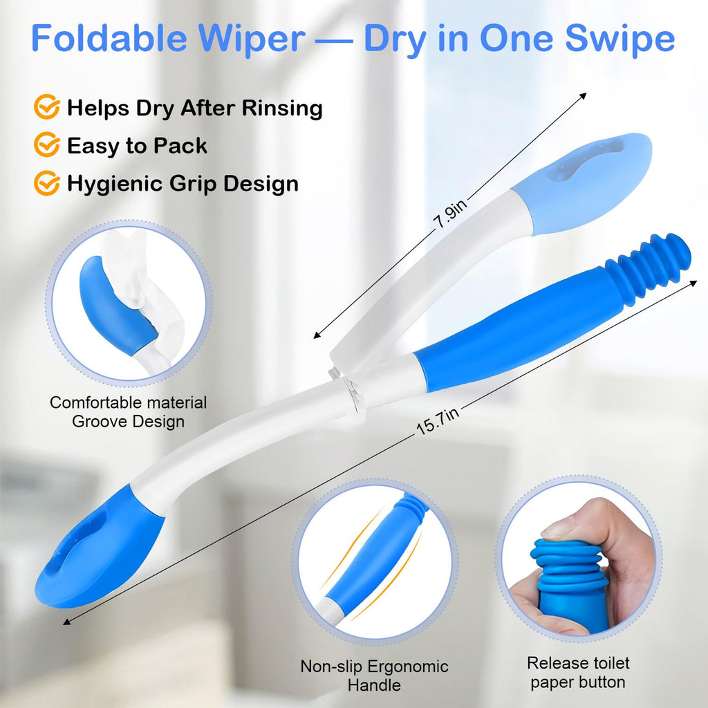 Portable Bidet Toilet Aids Wiper Tool Set for Travel | 350ML Bottle | 450mAh Battery | IPX7 Waterproof |Compact & High-Powered with 2 Pressure Modes for Wiping and Personal Hygiene (Blue, Ultra)