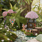 Landoraloria Miniature 8 Pcs Mini Garden Furniture, Fairy Garden Accessories Kit, Resin Figurines with Swing Set, Whimsical Theme, for Outdoor Patio, Yard, Lawn, or Desk