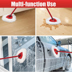 Spin Mop Replacement Head for OCeda EasyWring Microfiber Spin Mops, 2 Microfiber Mop Refills 4-Section 30-to-58 inch Mop Replacement Stick and 1 Base Combo Set (White(1 Tank System)
