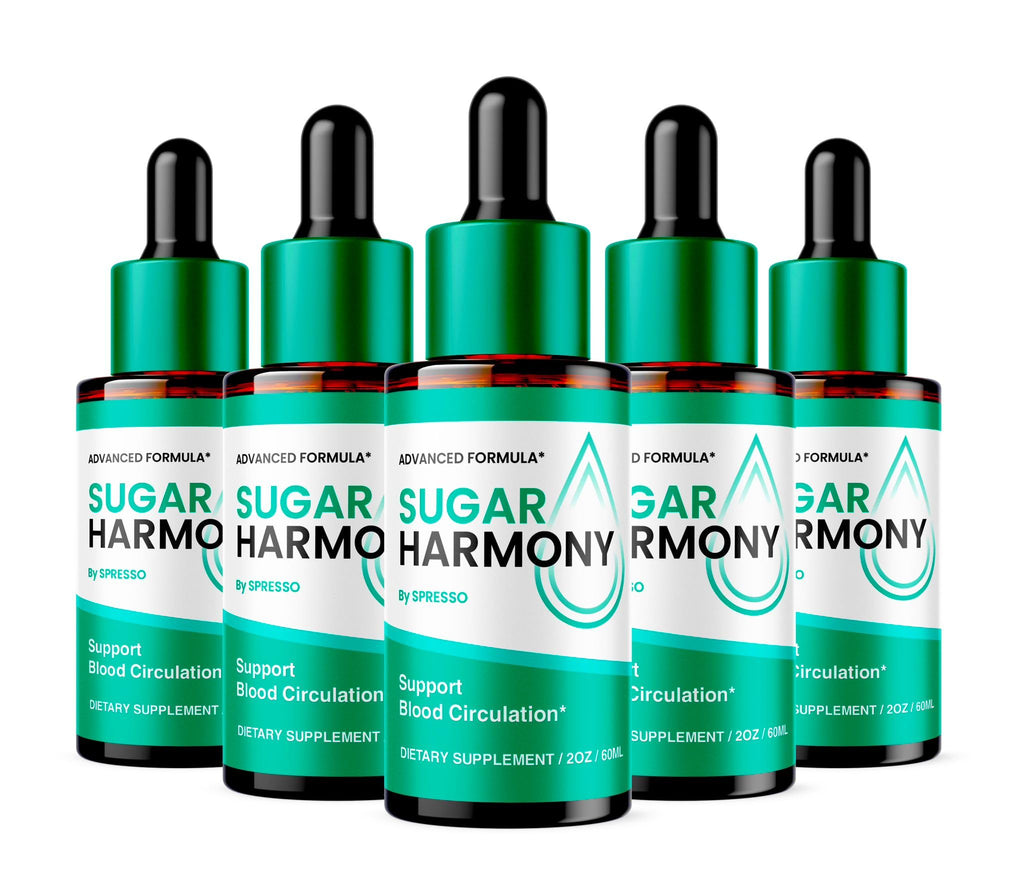 (5 Pack) Sugar Harmony Drops, SugarHarmony Liquid Supplement Healthy Circulation Drops, Advanced Support Formula for Maximum Strength & Stable Levels, Sugar Harmony Dropper for Reviews (10 Oz/300ml)