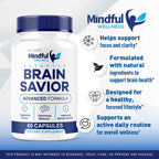 Mindful Wellness Advanced Brain Savior Capsules, Official Mindful Wellness Supplement, Support Capsules Premium Formula - All Natural Pills, 60 Capsules for 1 Month