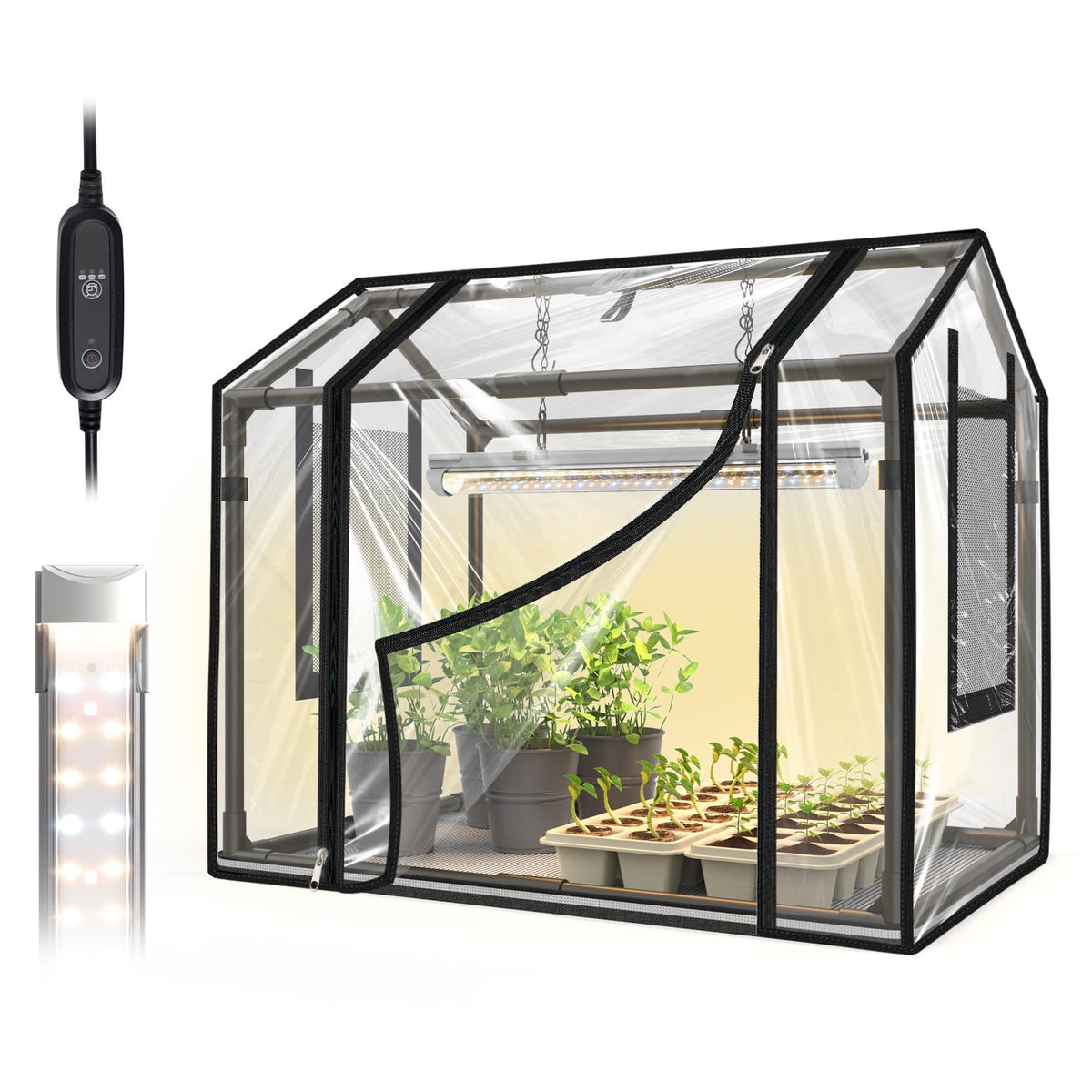 Bstrip Mini Indoor Greenhouse with Grow Light, Tabletop Seed Starting Tent
