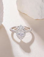 EAMTI 3CT Oval Cut CZ Engagement Rings for Women Halo Wedding Band Size 9