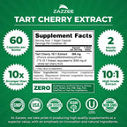 Zazzee Tart Cherry 10:1 Extract, 60 Vegan Capsules, 2 Month Supply, Montmorency Cherry, Certified Kosher, Joint & Uric Acid Support, Antioxidant Support Formula, Non-GMO, Made in the USA