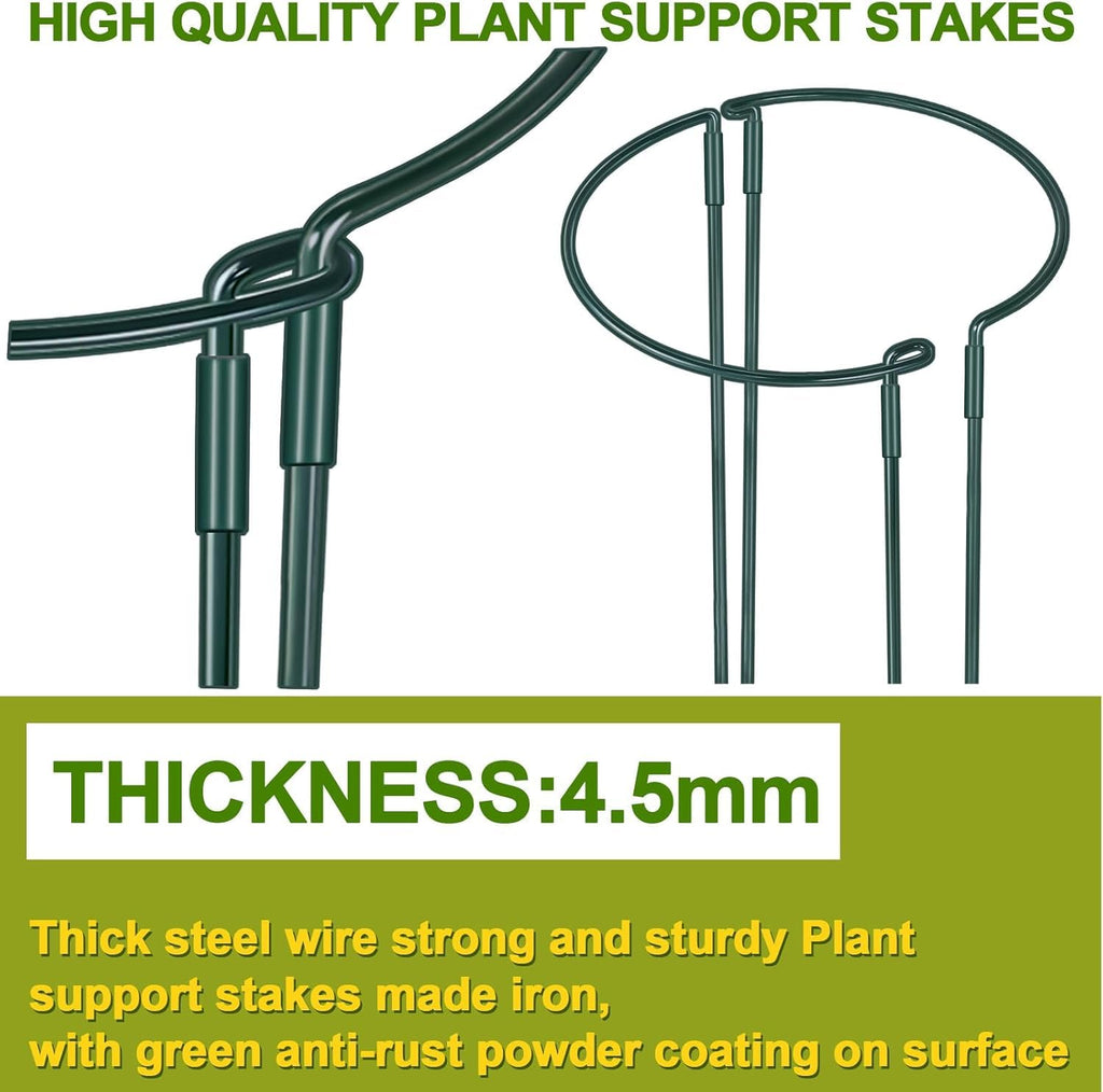 HiGift 4 Pack Height Adjustable Metal Plant Support (36" H or 24" H or 12" H), Heavy Duty Peony Cages and Supports, Half Round Tall Plant Support Ring for Outdoor Indoor Plant Hydrangea Flower