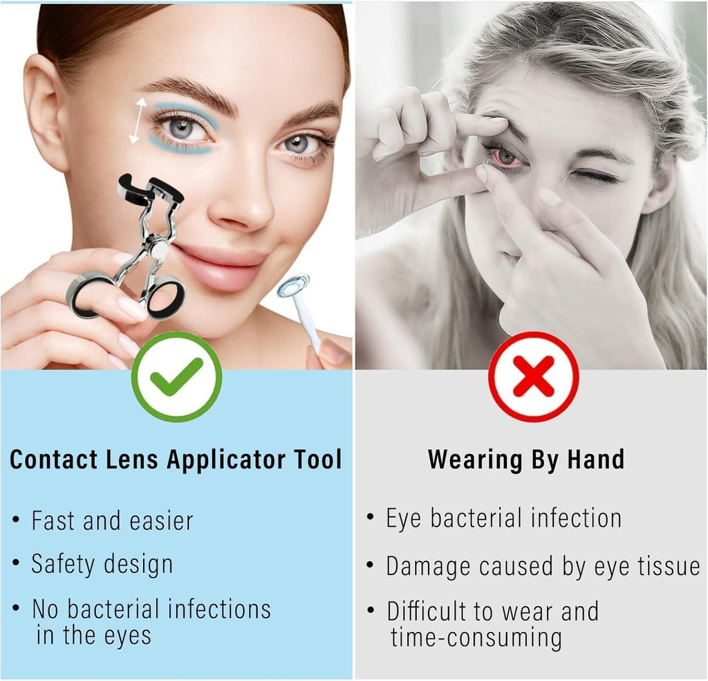 RQUXMT Contact Lens Applicator Tool - Easy Lens Helper for Beginners, Long Nails, Travel & Daily Use，Black