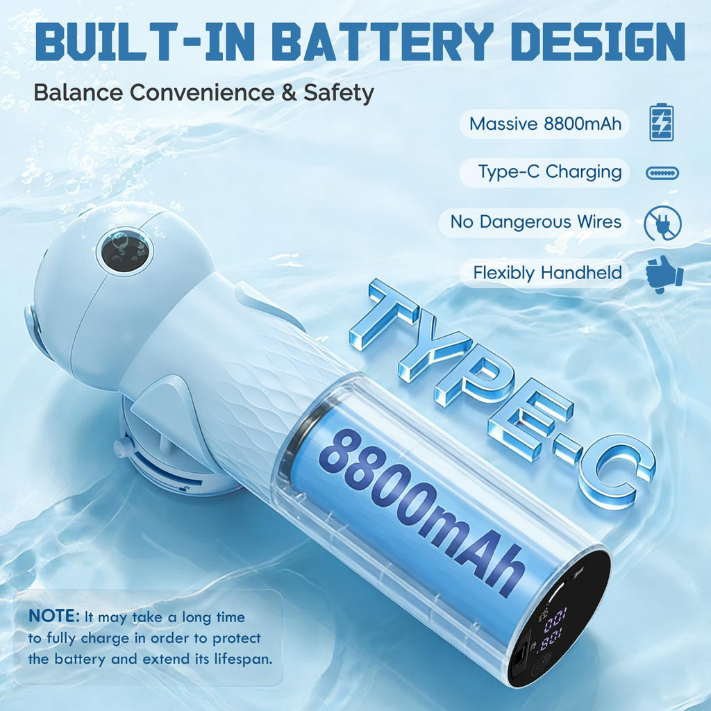 Upgraded Bath Jet SPA for Tub with Display Screen, Portable Handheld Bathtub Jet with Battery Level and Temperature Display, Bubble/Jet Two Mode, 8800mAh, IP67 Waterproof, 3 Adjustable Speeds