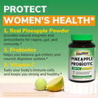 Vitalibre Pineapple + Probiotic, 300 mg, 25 Billion CFUs, 13 Strains, Natural Vitamin C, Powerful Antioxidants, for Immunity, Vaginal, Gut Health, 30 Vegan Capsules, Non GMO