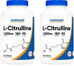 Nutricost L-Citrulline 750mg, 180 Capsules (2 Bottles)