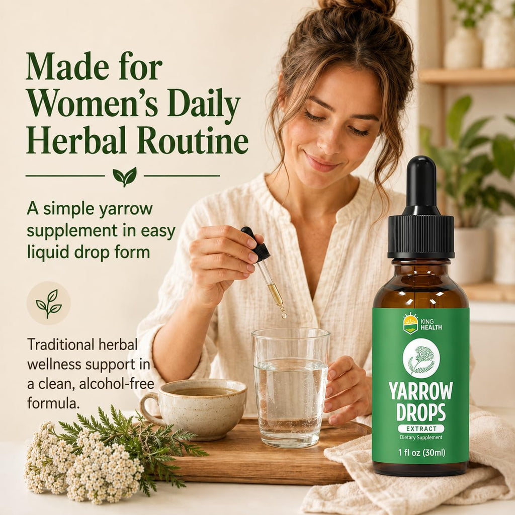 Yarrow Herb Tincture, Organic Yarrow Extract Liquid Drops, Alcohol-Free Achillea Millefolium Herbal Supplement for Women, GMP Certified, Vegan, Non-GMO, Gluten-Free, 1 Fl Oz