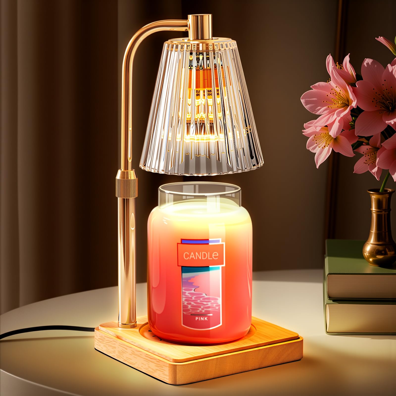 Marycele Candle Warmer Lamp with Timer Dimmer, Christmas Birthday Gifts for Mom Women Sister Her, House Warming Gifts, Thanksgiving Decorations for Office Room Home Decor, Clear Adjustable Wax Warmer