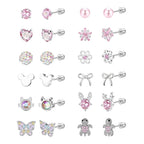 LOFITOR Hypoallergenic Screw Back Earrings for Little Girls Kids Women Cute