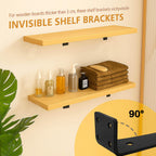 Floating Shelf Bracket 12 Inch of 4 Pack Heavy Duty Shelf Brackets Black Coated Metal L Bracket Wall Shelf Support DIY Brackets with 1/5 Inch Thick and 160 LBS Load Capacity