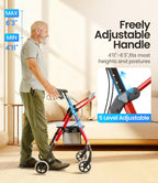 Walkers for Seniors, Z11 Rollator Walker with Seat, Max 380 lbs, Avant Walkers with Ergo Seat & Backrest, Foldable Rollator Adjustable Height, All Terrain Walker, Lightweight