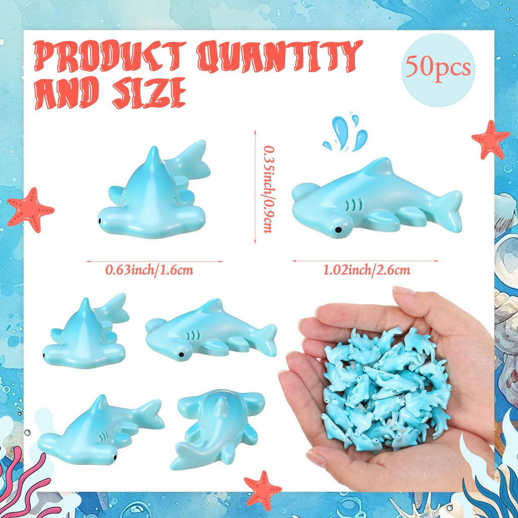 Geelin 50 Pcs Mini Resin Hammerhead Shark Figurines Tiny Resin Figurines Small Ornament Charms Figure Tiny Animals for Landscape Aquarium Garden Desktop Birthday Party