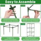 3 Pack Tomato Cage, 14.5" W x 53" H Square Tomato Trellis with 50 Pcs Clips