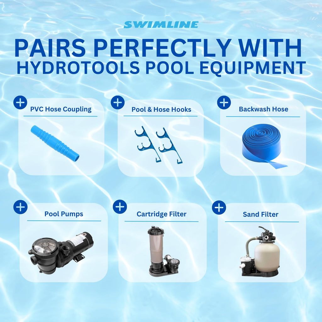 SWIMLINE HYDROTOOLS Pool Pump Filter Connection Hose W/ Cuff | 1.5 Inch X 6 Foot | Heavy-Duty Flexible, Durable & Leakproof | Chemical & UV Resistant | For Above Ground Pools Skimmer Filters & Pumps