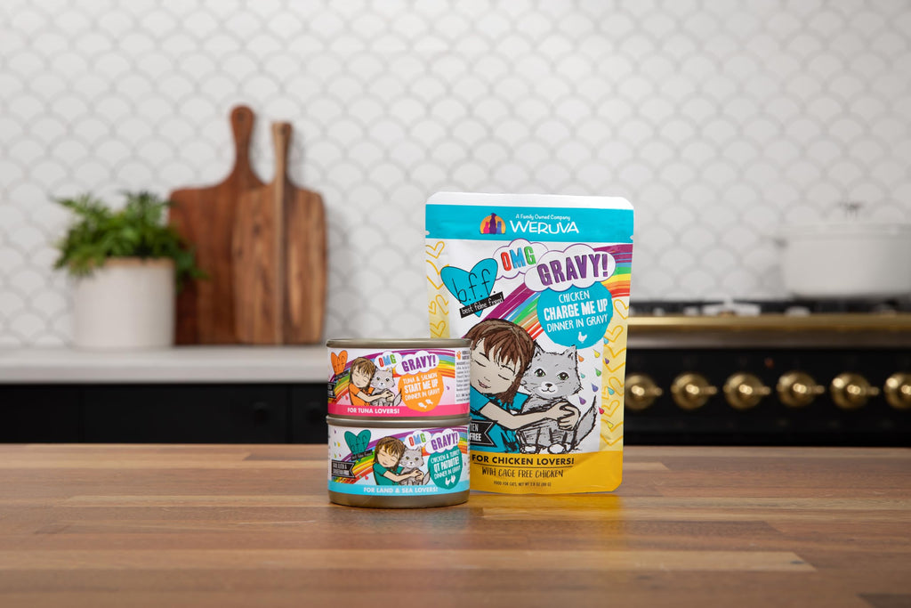Weruva B.F.F. OMG - Best Feline Friend Oh My Gravy!, Rainbow A Gogo Variety Pack! Cat Food, 3oz Pouch (Pack of 12)