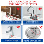 Meiliweser Silicone Faucet Mat for Kitchen Sink – Gen 3 10° Slope Splash Guard with Cuttable Hole – 14” x 5.5” Drip Catcher & Sponge Holder for Kitchen, Bathroom (Black)